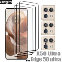 9D Curved Glass Protector For Motorola Edge 50 Ultra X50 Ultra Tempered Film and Soft Fiber Lens film For Edge 50 ultra