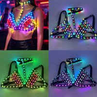 Glowing Hanging neck Underwear Sexy LED Bra Colorful Flashing Stage Wear for Women Singers Dancers Punk NightClub Outfits