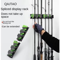 QAJTAO Wall mounted and 3M adhesive fishing rod rack, vertical fishing rod display rack with 3 holes for splicing fishing gear