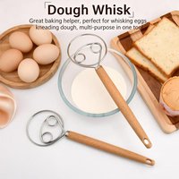 Wooden Hanlde Danish Dough Mixer Cake Bread Pastry Dough Mixer Stick Egg Beater Tool Mixing Tool Oak Handle