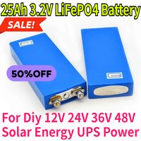 25Ah 3.2V LiFePO4 Battery Cell 25000mAh Lithium Iron Phosphate Deep Cycles for Diy 12V 24V 36V 48V Solar Energy UPS Power