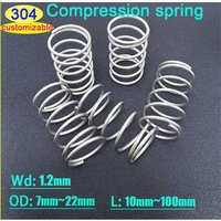 Wire Diameter 1.2mm 10 Pcs 304 Stainless Steel Micro Small Compression Spring OD:7mm-22mm L: 10mm~100mm Customizable