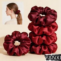 1/60/100/12/24pcs wine red Satin Hair Scrunchies Set For Women Elastic Ties Suitable Ponytail Casual Accessories Headwear Cute