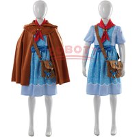 4PCS Holly Wheeler Cosplay Costume Blue Dress Brown Cape Set with crossbody bag Halloween Carnival Suits Accessories