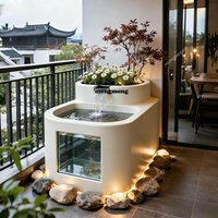 Flow circulation courtyard landscaping villa combination pool stainless steel fish tank fish waterfall fountain flower box