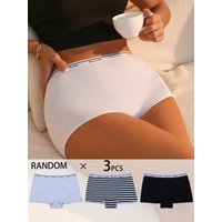 3-pack random color letter waist women's flat angle pants, anti glare and breathable