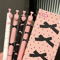 4Pcs/Set Kawaii Heart Bow Gel Pens 0.5mm Black Ink Writing Pen Press Gel Pen Aesthetic Stationery School Office Supplies
