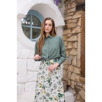 AS SS26 linen shirt + print dress collection high quality print linen and knitting cardigan woman outfit