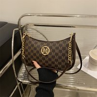 French retro underarm bag women letter print diagonal cross square chain one shoulder handbag