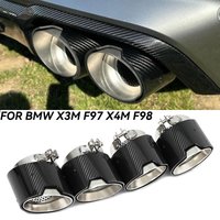4pcs/lot Car Exhaust Tip Compatible For BMW X3M X4M F97 F98 Carbon Fiber Exhaust Pipe Direct Plug Muffler Tip Nozzle Tailpipe