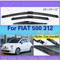Wiper Front Rear Wiper Blades For FIAT 500 312 2007-2017 2008 2009 2010 Windshield Windscreen Front Rear Window 24''+14''+12''