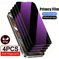 4 Pcs Privacy Anti-Blue Light Screen Protector Compatible With iPhone 17 16 15 14 13 12 11Pro Max X XR XS MAX, 9H Tempered Glass