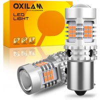OXILAM 2PCS BA15S BAU15S LED Bulb Canbus No Hyper Flash Amber Yellow Auto Lamp 1156 P21W PY21W 7440 W21W LED Turn Signal Light