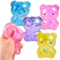 Simulated Sparkling Bear Squishy Decompression Toy Soft Slow Rising Squeeze Fidget Cute Glitter Bear Stress Reducer Adults Gift