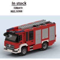 MOC-52968 New Urban Road Rescue Ladder Fire Truck Building Block Model 538 Parts MOC Boys' Children's Birthday Toy Gift