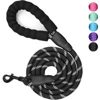 Pet dog leash, with soft padded handle, highly reflective rope for night walking, 360-degree rotating metal buckle, no tangles