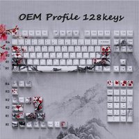 77UB 128Keys Plum Blossom OEM Profile Keycaps Thick Keycaps for 87/96/104/108 for Mechanical Keyboards Switches 7 Languages