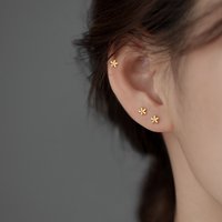 2026 New Fashion Gold Sliver Color Small Flower Stud Earring for Women Girl Simple Tiny Screw Back Piercing Earrings Jewelry