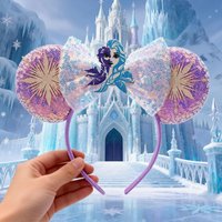 1pc Disney Frozen Princess Elsa Headband with Bow and Snowflake Accents, Suitable for Cosplay Party