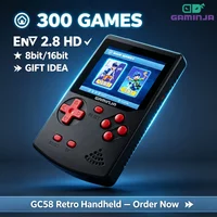 GAMINJA Handheld Game Console 300 Classic 8bit/16bit Games 2.8" HD Screen Retro Video Mini Game Console Gift for Nostalgia
