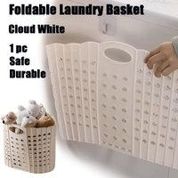 Waterproof Foldable Laundry Basket Wall Mounted Plastic Basket for Bathroom Dirty Clothes Storage