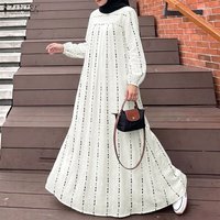 ZANZEA Fashion Casual O Neck Long Sleeve Loose Ramadan Muslim Abaya Robe Women Maxi Long Dress Dubai Hijab Sundress Kaftan 2026