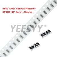 100pcs 0603 2*4 8P4R 2*4P 5% Network Resistor SMD array 0 ohm ~ 910K 2K 2.2K 4.7K 10K 22K 47K 100K 1M 1 10 100 220 470 ohms