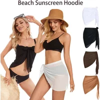 Summer Women Black Sheer Sarong Beach Cover Up Bikini Wrap Swimsuit Dual-use Swimwear Transparent Shawl Scarf Skirt Accessories