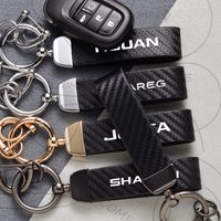 For Jetta Tiguan Touareg Sharan LOGO Carbon Fiber Style Keychain Car Key Chain Zinc Alloy Keyring Decoratio Horseshoe Buckle