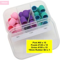 30pcs 10mm Nail Sanding Caps with 1pc Bit for Foot File Remover Manicure Pedicure Nail Polishing Burr Home Salon Use,10mmx15mm S
