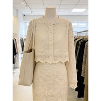 Large Size Spring Summer New Style Lace Hollow out Top High Waist Bodycon Skirt Set Women's Fashion Set High Waist
