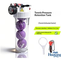 Teloon Tennis Pressure Canister With Pressure Gauge 2 In 1 Inflator Pump Holds 4 Tennis Balls For Tennis Ball Restoration