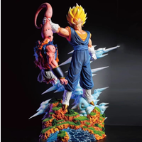 32cm New Dragon Ball Action Figure Son Goku Vs Majin Buu Large Size Double Head Decorative Collectibles Gk Model Toy Gift