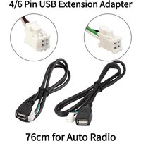 Dashboard Mount USB Cable Car Radio 4 Pin 6 Pin USB Port Extension Shielded Adapter Cord for Vehicle Stereo Player Wire