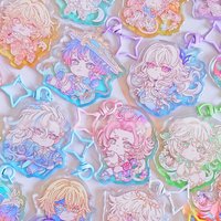 Genshin Impact Cute Tinted Charm Acrylic Keychain handmade Jewelry