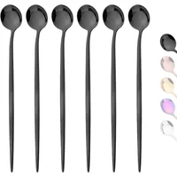 6Pcs Stainless Steel Ice Cream Spoon Flatware Set Coffee Spoon For Home Kitchen Restaurant Hotel Coffee Shop Kitchen Supplies