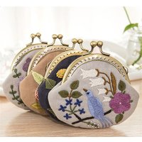 Flower Patterns Coin Purse Wallet Embroidery Starter Kit Multi-Color Cross Stitch Needlework DIY Crafts Handmade Bag Accessories