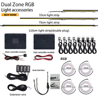 Dual Zone 18 in 1 RGB 64 Colors Acrylic Strip Car LED Ambient Light 35/75CM 110CM Parts Replacement Accessories (4 wires 4 pins)