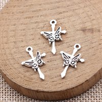 40pcs 20x13mm(0.79x0.51inch) Antique Silver Color Butterfly Cross Charms Pendants DIY Jewelry Making Accessories