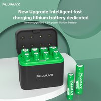 PUJIMAX Smart AA/AAA ładowarka do baterii litowych ładowanie 4 AA + 4 AAA akumulatory litowo-jonowe z zestawem baterii o dużej pojemności