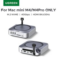 UGREEN 40Gbps Mac Mini M4 Docking Station Dual Type-C to M.2 NVMe SSD Case 8K30Hz HDMI 10Gbps USB Data Ports SD&TF for M4 M4 Pro