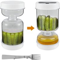 Pickles Jar With Fork Pickle and Olives Hourglass Jar Dry Wet Dispenser Cucumber Container for Kitchen Airtight Food Containers