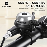 WEST BIKING 100dB Loud Crisp Bicycle Bell Waterproof Aluminum Alloy Bike Horn for 22.2mm MTB Road Bikes Safety Warning Accessory