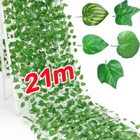 1PC 21m Artificial Green Leaves Ivy Vine Garland Creeper Rattan Fake Leaf Plants Hanging Garlands Garden Wedding Party Home Deco