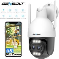 GENBOLT 4K 8MP Dual Lens PoE WiFi Outdoor Security Camera 10X Zoom Auto Human Vehicle Tracking 2.4/5GHz CCTV IP Camera
