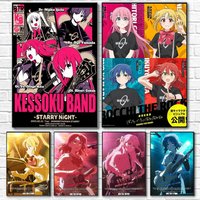 B-Bocchi the Rock Anime Poster Canvas painting poster with prints Home bedroom living room decoration gift