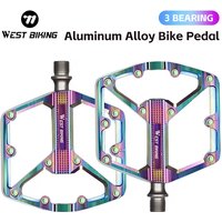 WEST BIKING 3 Bearing Bike Pedal Ultralight Aluminum Alloy MTB Road Bicycle Pedal Widen Anti-slip Cycling Pedal Bike Accessories