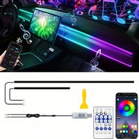 Dreamcolor Neon Acrylic Interior Car LED Strip Light with USB Fiber Optic Ambient Lighting Kit 16 Million Colors Sync to Music