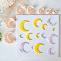 7pcs Moon Shape Polymer Clay Earring Cutters Set, Boho Crescent Moon Pattern Clay Cutters Molds for DIY Pendant Jewelry Making