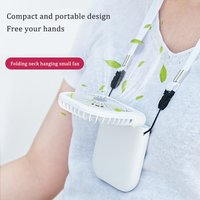 Outdoor mini folding fan, handheld small fan, USB rechargeable portable neck fan, desktop stand small fan